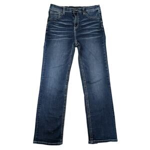 BKE Hudson Girls Straight Leg Jeans Blue Stretch Denim Youth Size 14 Buckle